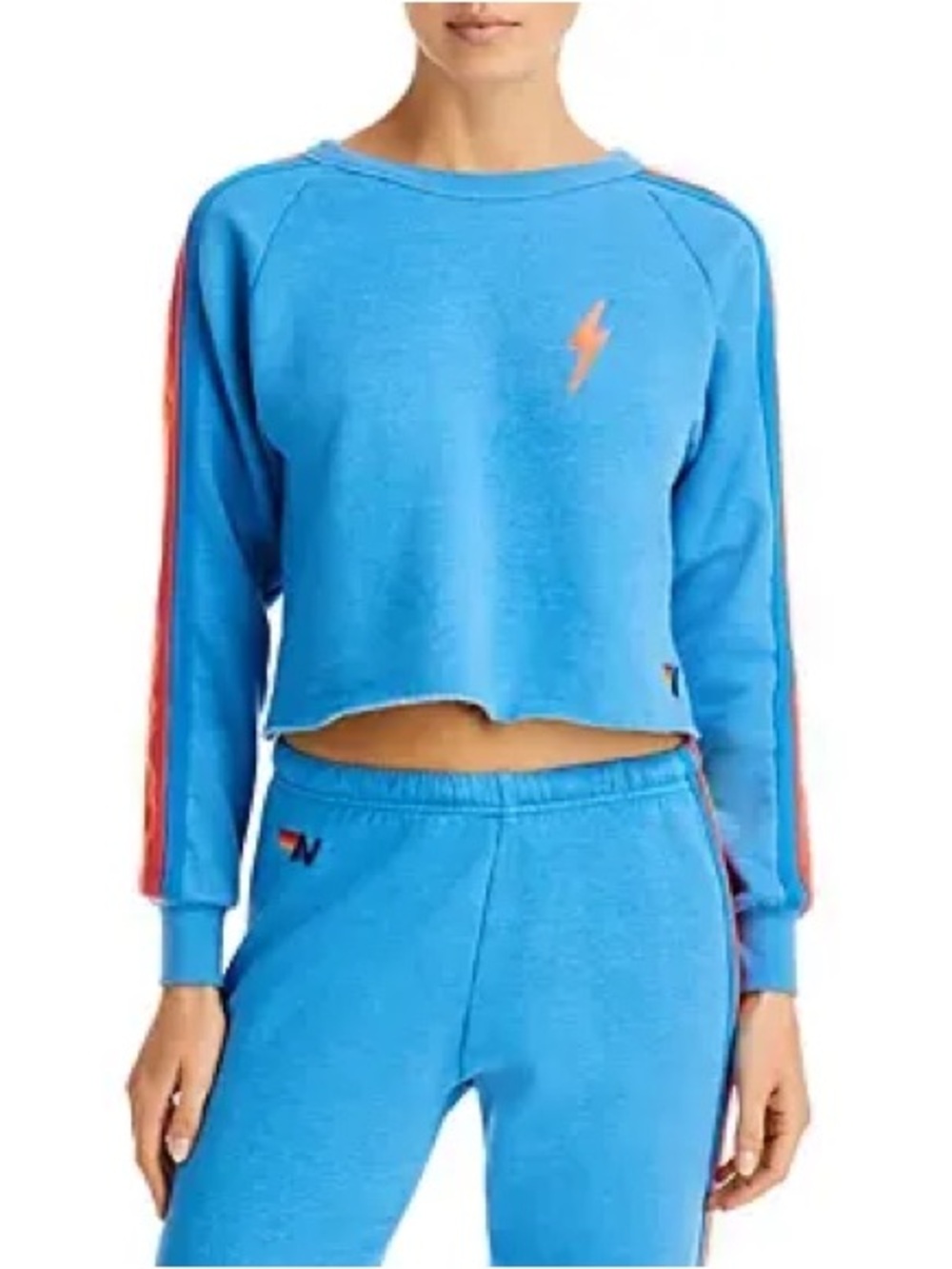 Aviator Nation Rainbow Stripe Cropped Sweatshirt
